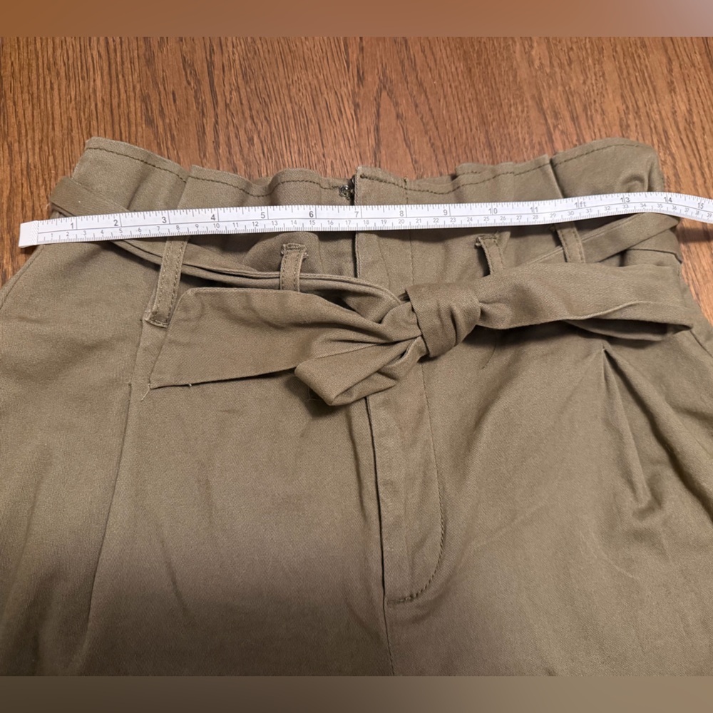 Rachel Roy Olive Tie Waist Paper Bag Wide-Leg Pants Size 6 - Picture 3 of 5